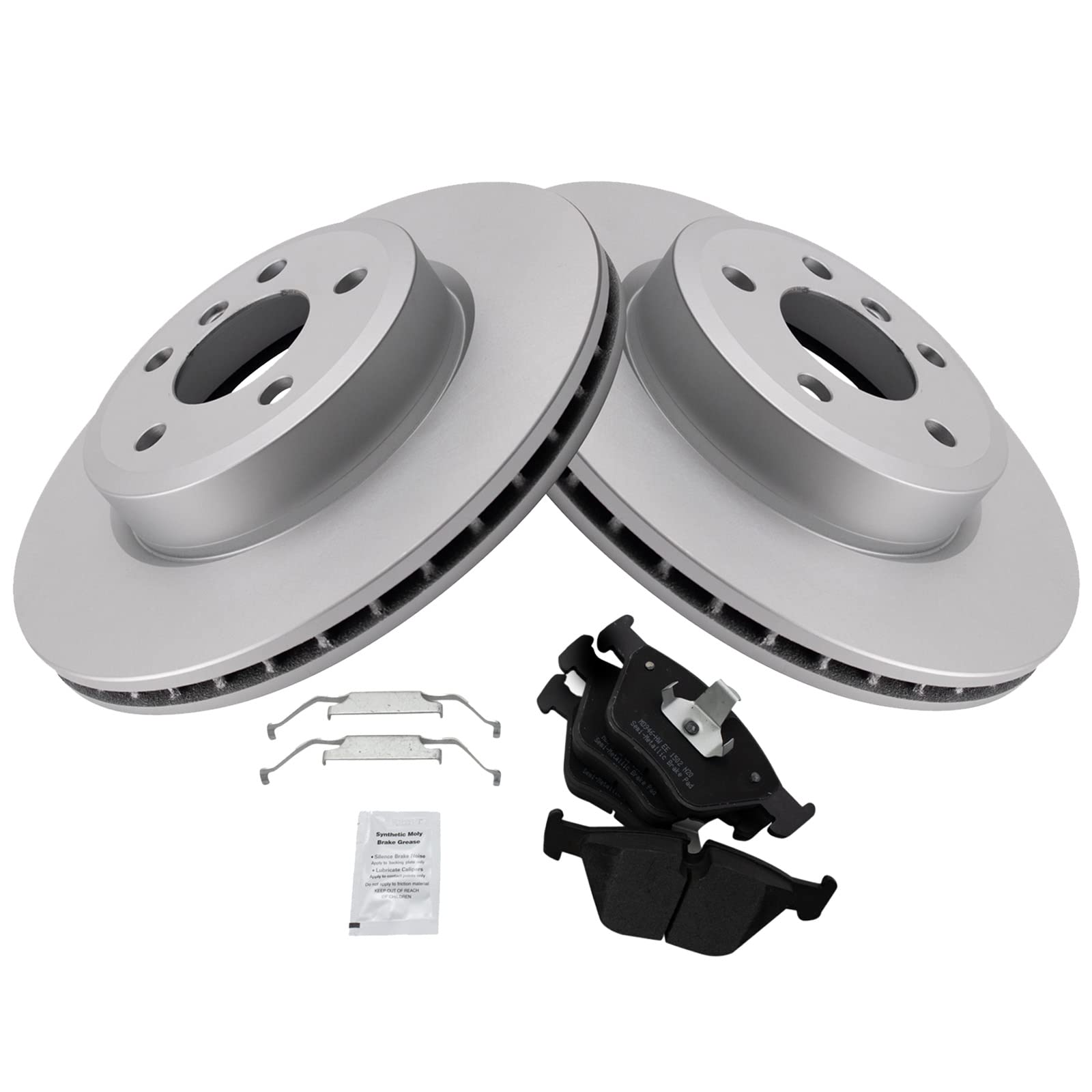 Trq Front Brake Pad & Rotor Kit Brake Pads Brake Rotor Semi-Metallic Premium G-Coated Compatible With 2004-2010 Bmw X3