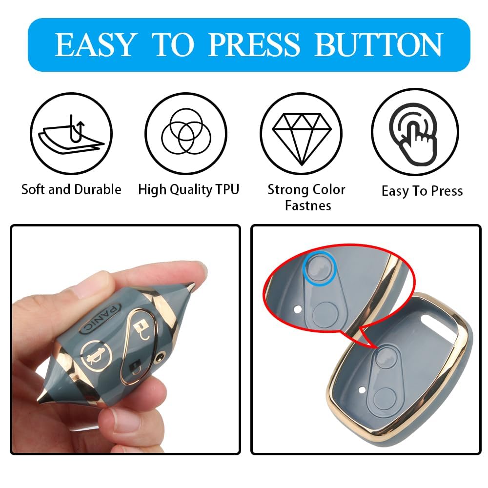 MILD EAST Honda Key Fob Cover with Keychain - 3 Button Smart Remote Case, Blue, High Quality TPU & Leather for Accord, Civic, Pilot, CRV, Odyssey