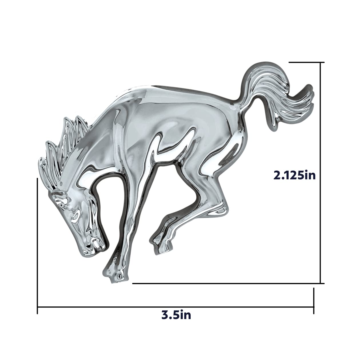 United Pacific 50130 Triple Chrome Plastic Bucking Horse Emblem, Badge Replacement, Double-Sided Tape, Easy Installation - One U