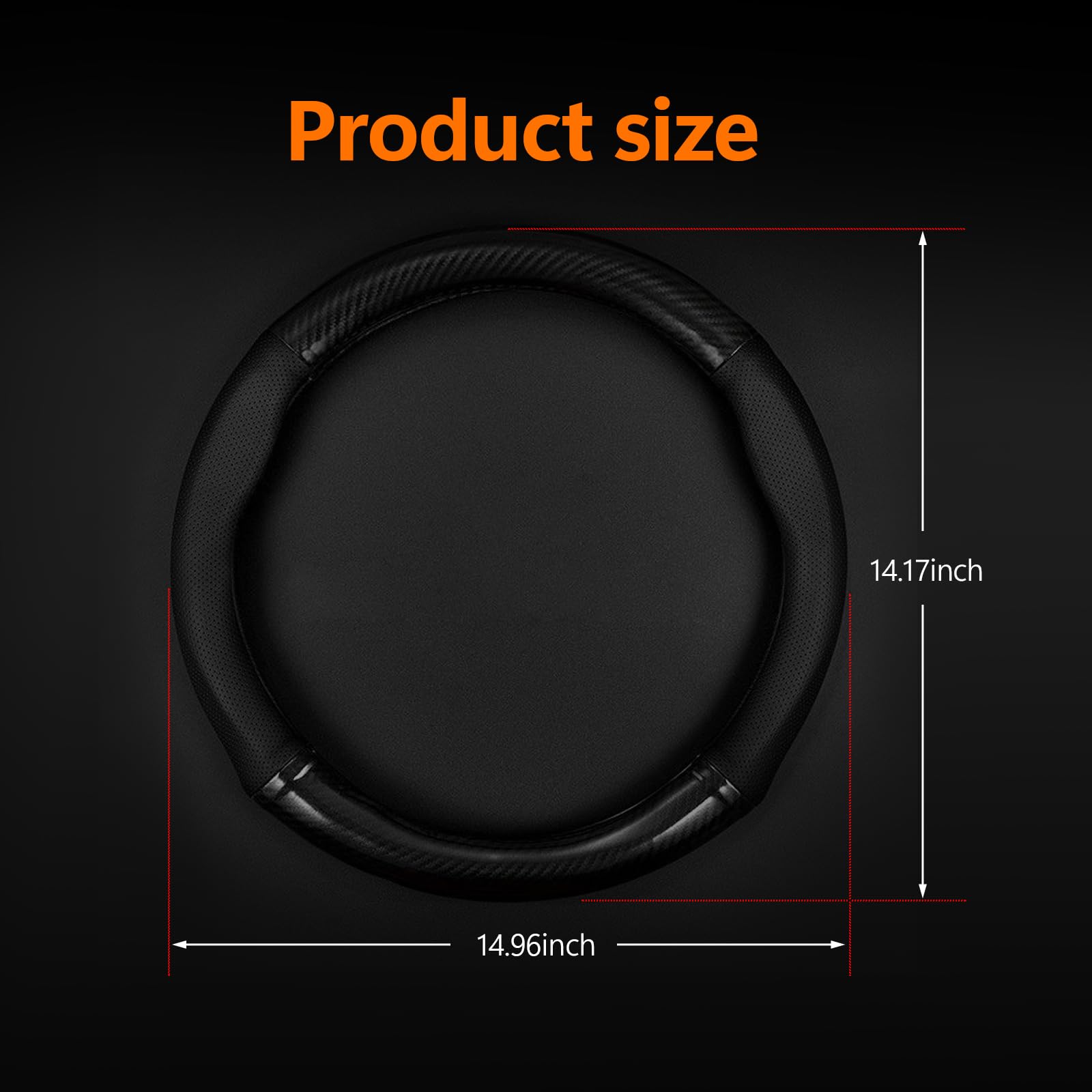 Qodolsi 1 Pack Car Breathable Steering Wheel Cover, Wear -Resistant Steering Wheel Sleeve, Carbon Fiber Non-Slip Steering Wheel Protector, Four Seasons Universal Steering Wheel Set (Black #Circular)
