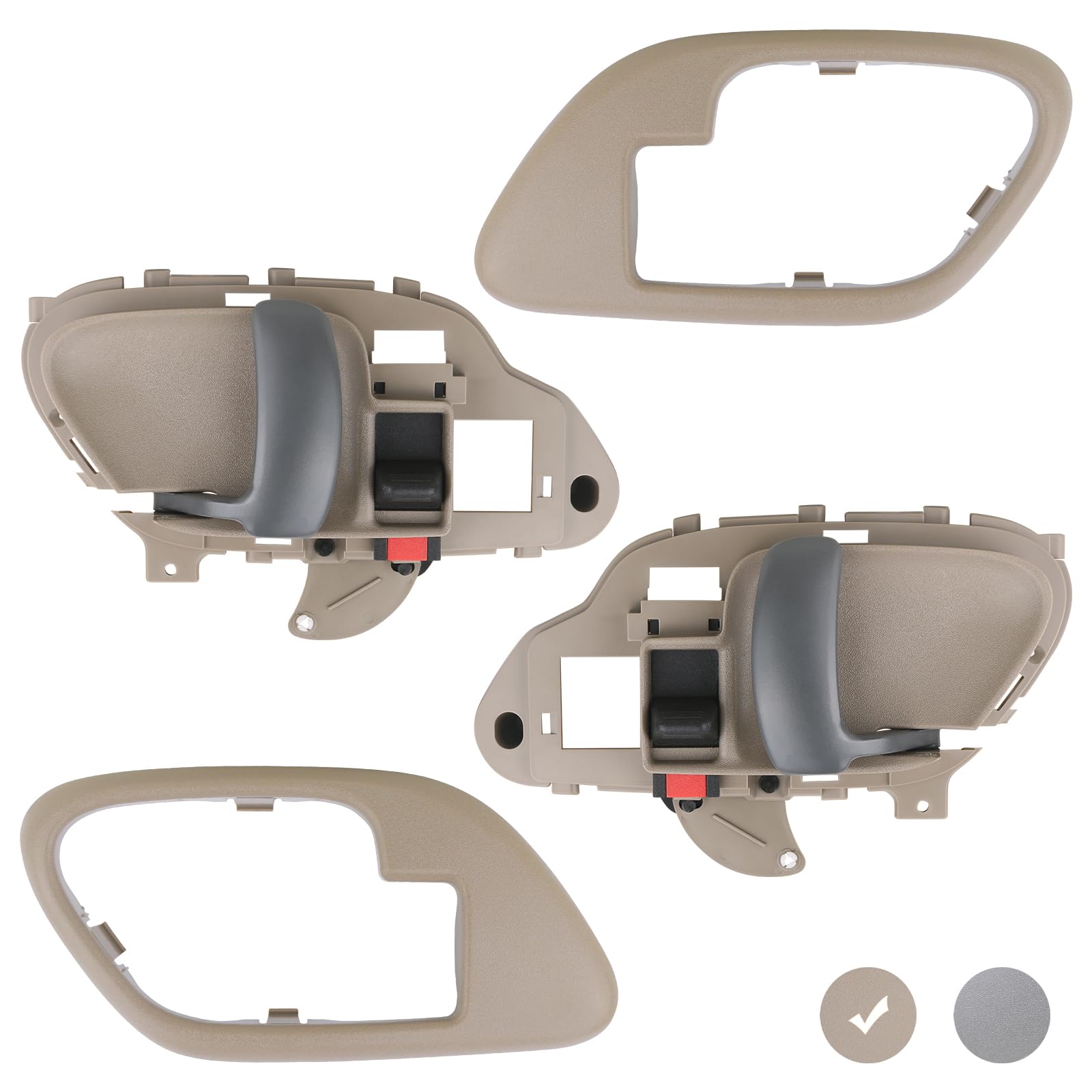 Apperfit Interior Door Handle W/Bezel Kit (Tan) Compatible With 1995-2002 Chevy Chevrolet Gmc Truck C1500 C2500 C3500 K1500 K250