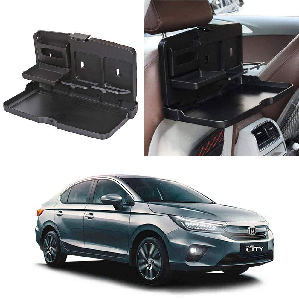 Oshotto (FT02) Car Backseat Food Travel Dining Meal & Snaks Tray & Cup Holder Compatible with Honda City 20202026 (Black)  1 