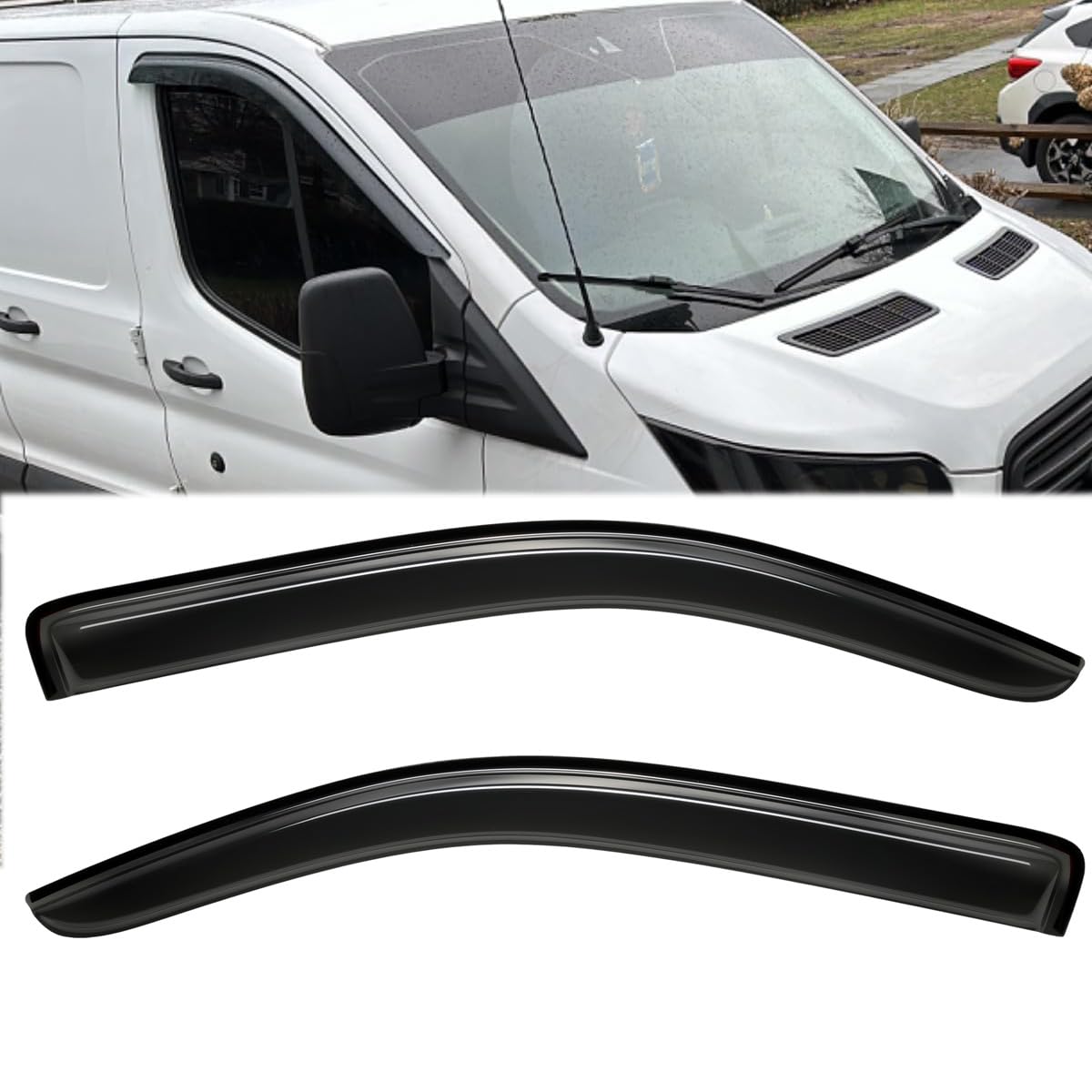 Deebior 4Pcs Outside Mount Style Window Rain Guards Durable Side Window Wind Deflectors Dark Smoke Vent Window Visors Fit For 20