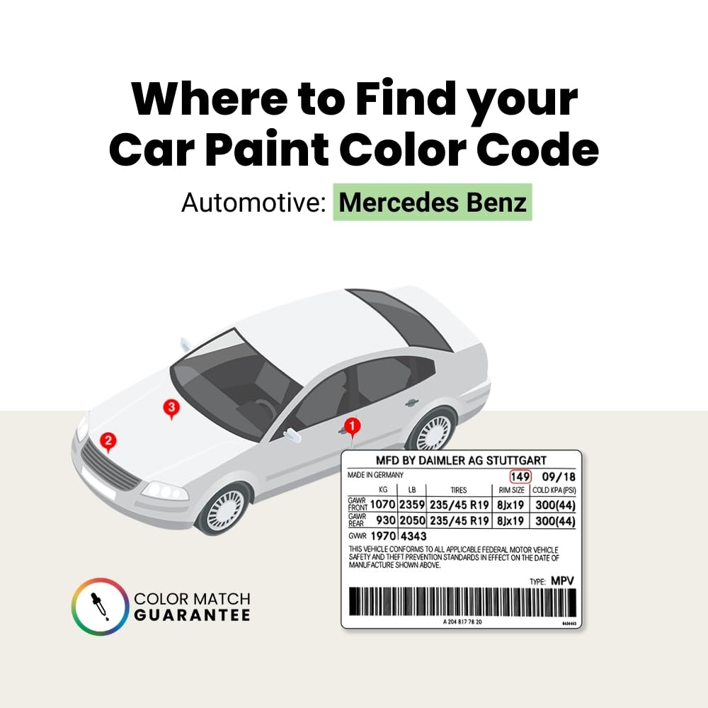 Touchupdirect 147/9147 Arctic White Compatible With Mercedes-Benz Exact Match Touch Up Paint Combo - Essential Kit