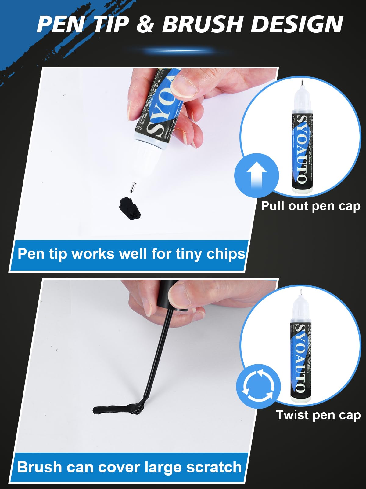 Syoauto Silver Touch Up Paint For Cars, Auto Touch Up Paint Silver Scratch Repair Automotive Silver Car Paint Pen 2 In 1 Car Tou