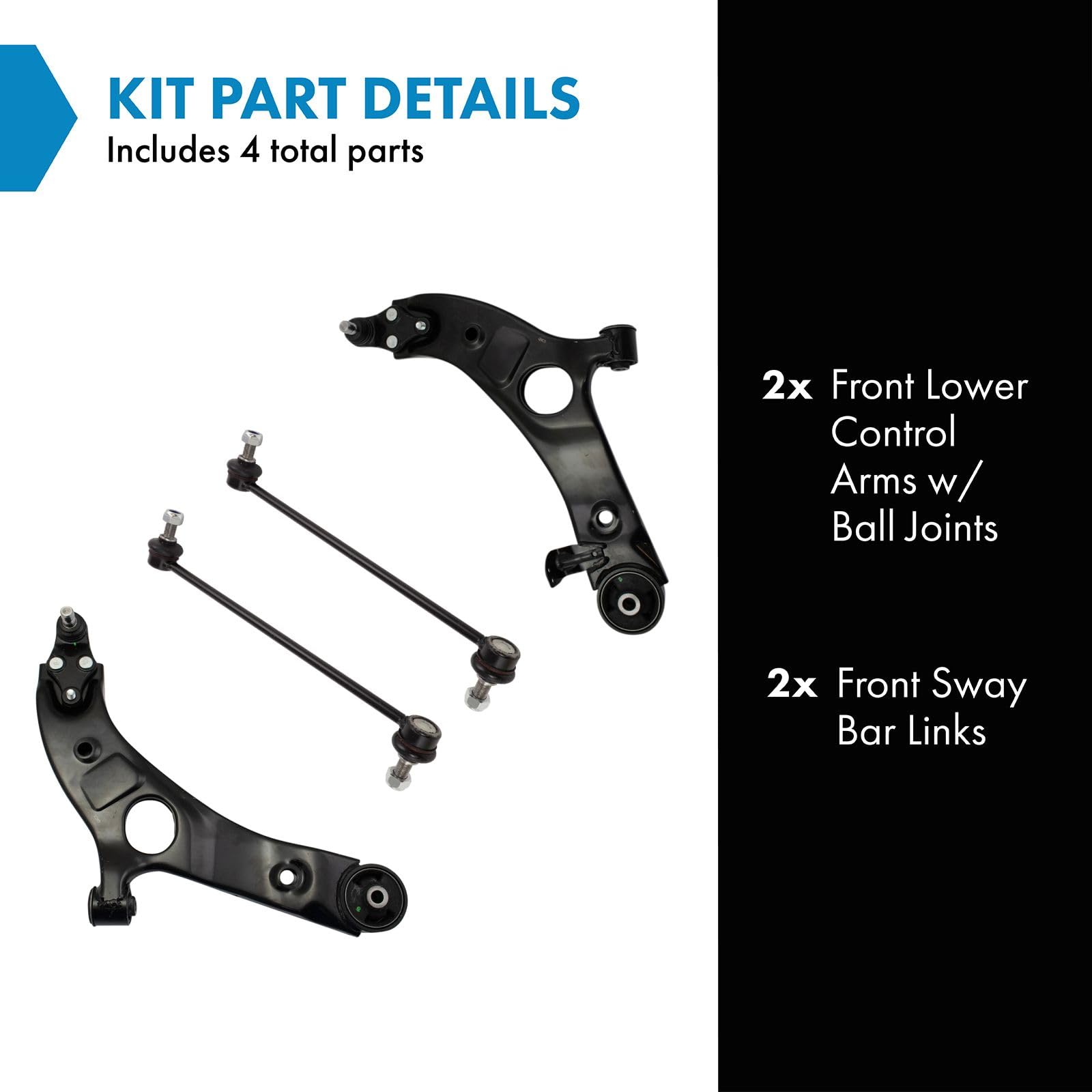 Trq Front Suspension Kit Control Arm With Ball Joint Sway Bar Stabilizer Link Compatible With 2013-2019 Hyundai Santa Fe 2013-20