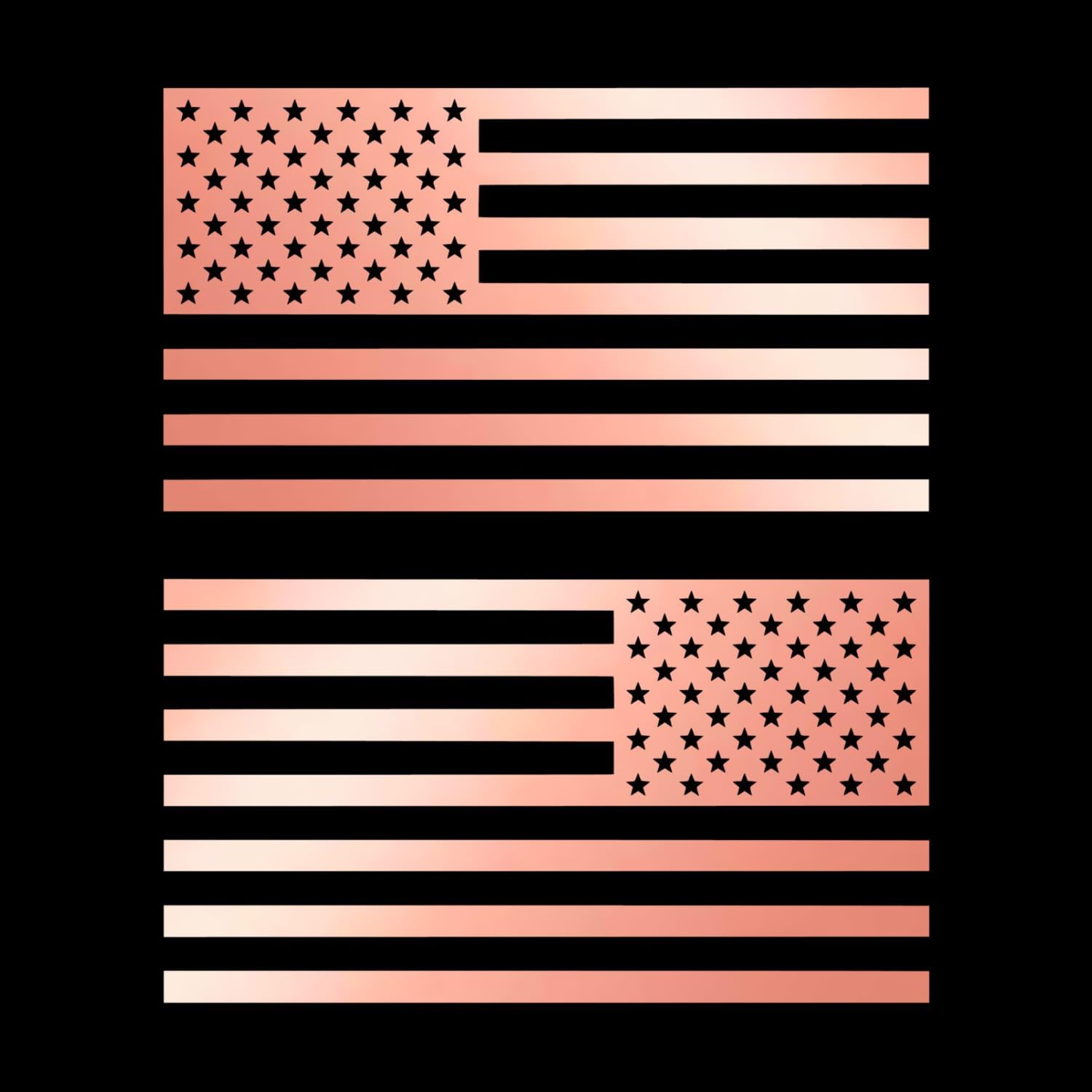 American Us Flag [Pick Color/Size] Vinyl Decal Sticker For Laptop/Car/Truck/Window/Bumper (5In Subdued Pair, Metallic Rose Gold)