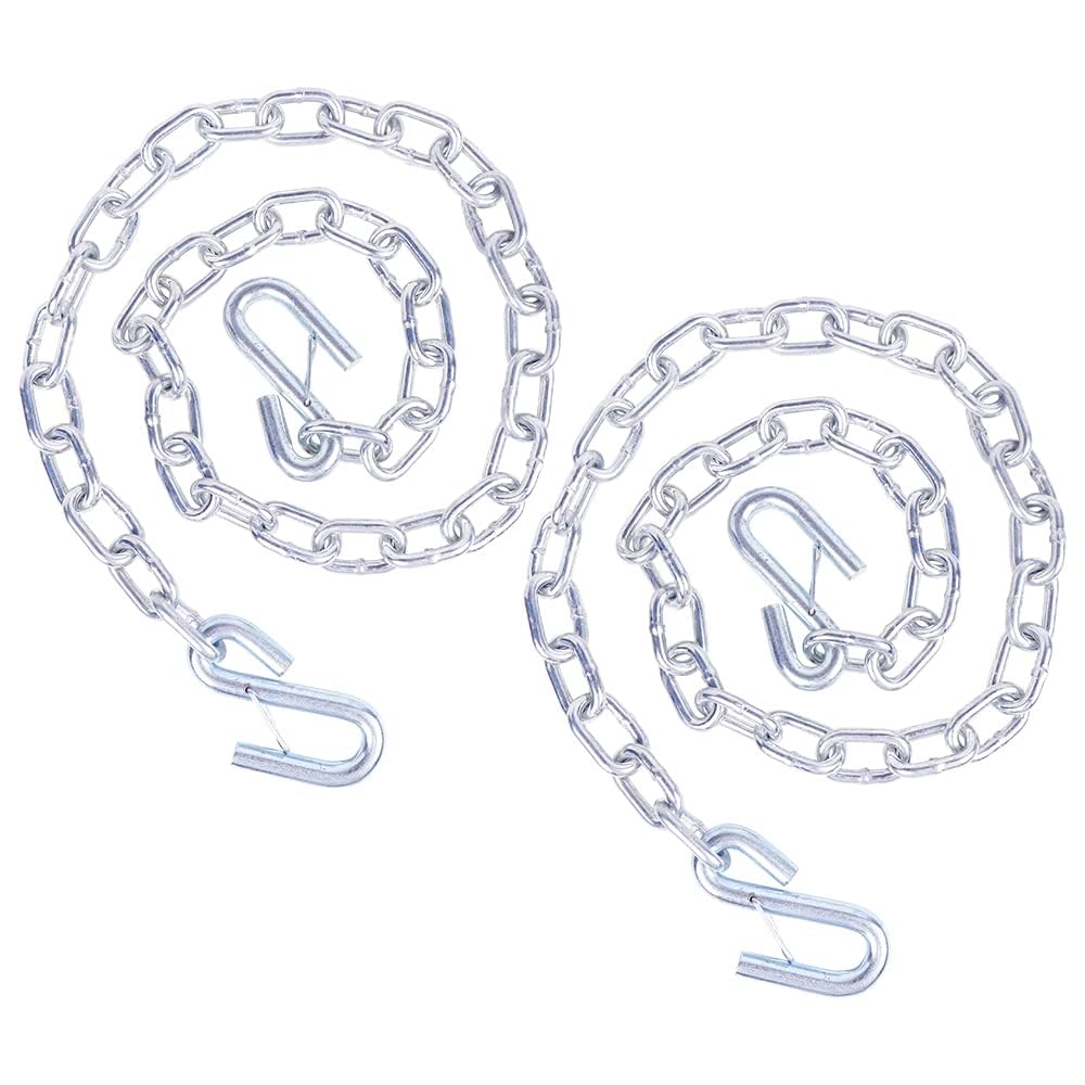 Teukriga 5/16''X54'' Grade 30 Steel Boat Trailer Safety Chain With Spring Clip Hooks 7000 Lbs, 2 Pcs (5/16''X54'')