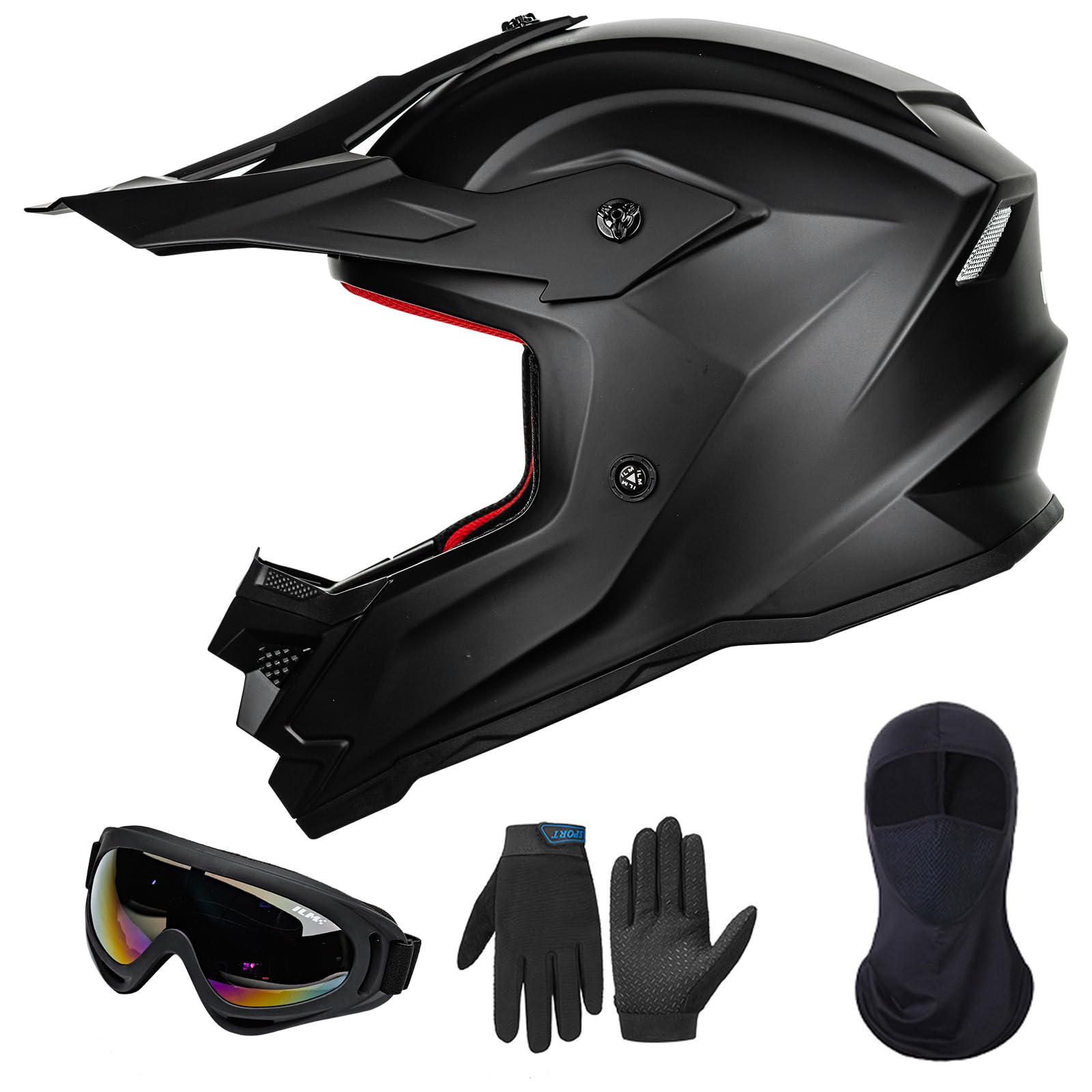 Ilm Youth Atv Helmet Kids Dirt Bike Helmet Motorcross Bmx Off Road Motorbike Go Kart Casco Dot Ece Model-Z705 (Matte Black, M)