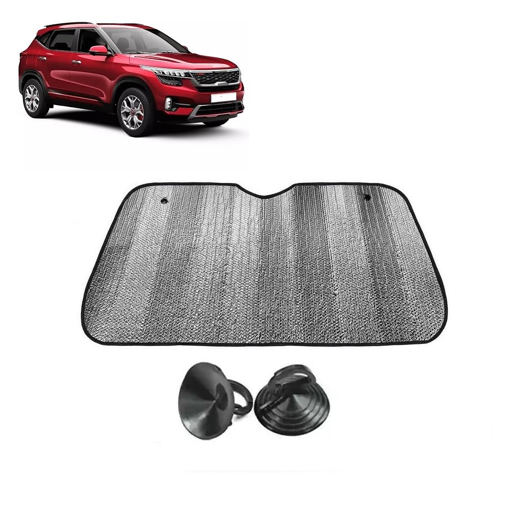 Car Windshield Sun Shade UV Rays Protector Silver Sunshade Solar Reflective Suitable for Kia Seltos
