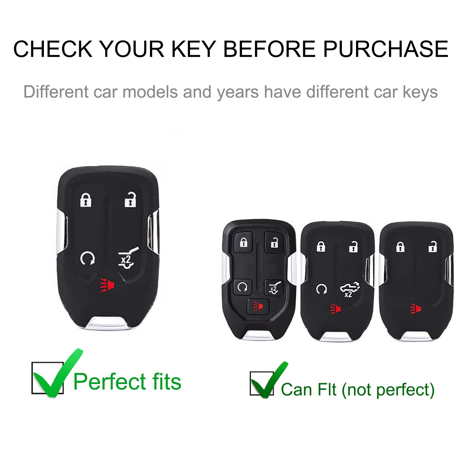 Cacarlike For Gmc Key Fob Cover With Gm Keychain, Car Key Fob Case Compatible With 2019 2020 2021 2022 Chevy Silverado Gmc Sierr