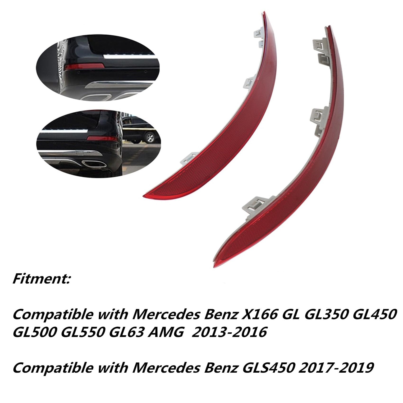 Priprilod Rear Bumper Reflector for Mercedes Benz GLS450 2017-2019, Red, Compatible with GL350, GL450, GL500, GL550, GL63 AMG