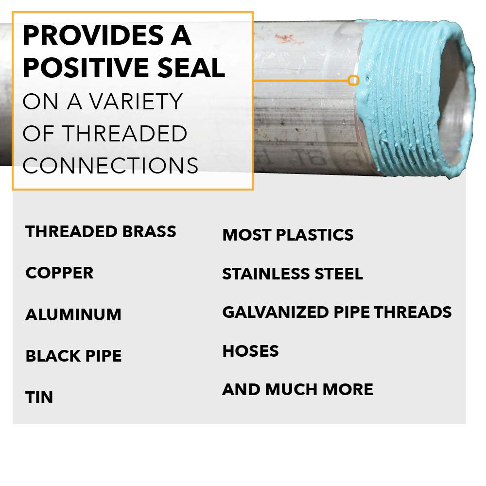 Gasoila Soft-Set PTFE Pipe Thread Sealant, 1/4 Pint, Non-Hardening, Leak Prevention, Temp Range -100 to 600°F, Model SS04