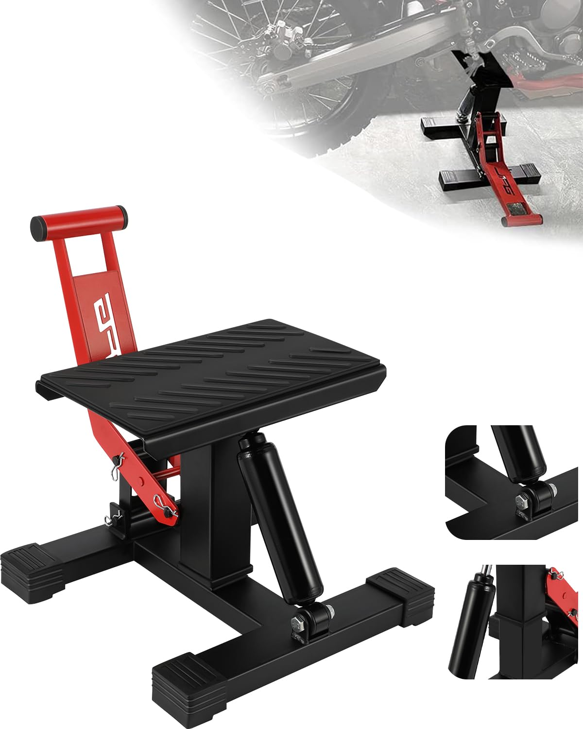 Jfg Racing Motorcycle Dirt Bike Stand Lift Jack Hoist Table Height Adjustable Lifting Stand,Ideal For Dirt Pit Bike Repair&Maint