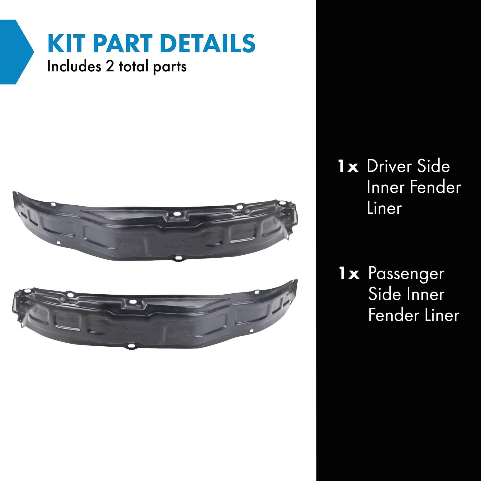 Trq Inner Fender Liner Set Compatible With 1998 Chevrolet Tracker 1989-1997 Geo 1989-1998 Suzuki Sidekick Sz1248102 Sz1249102