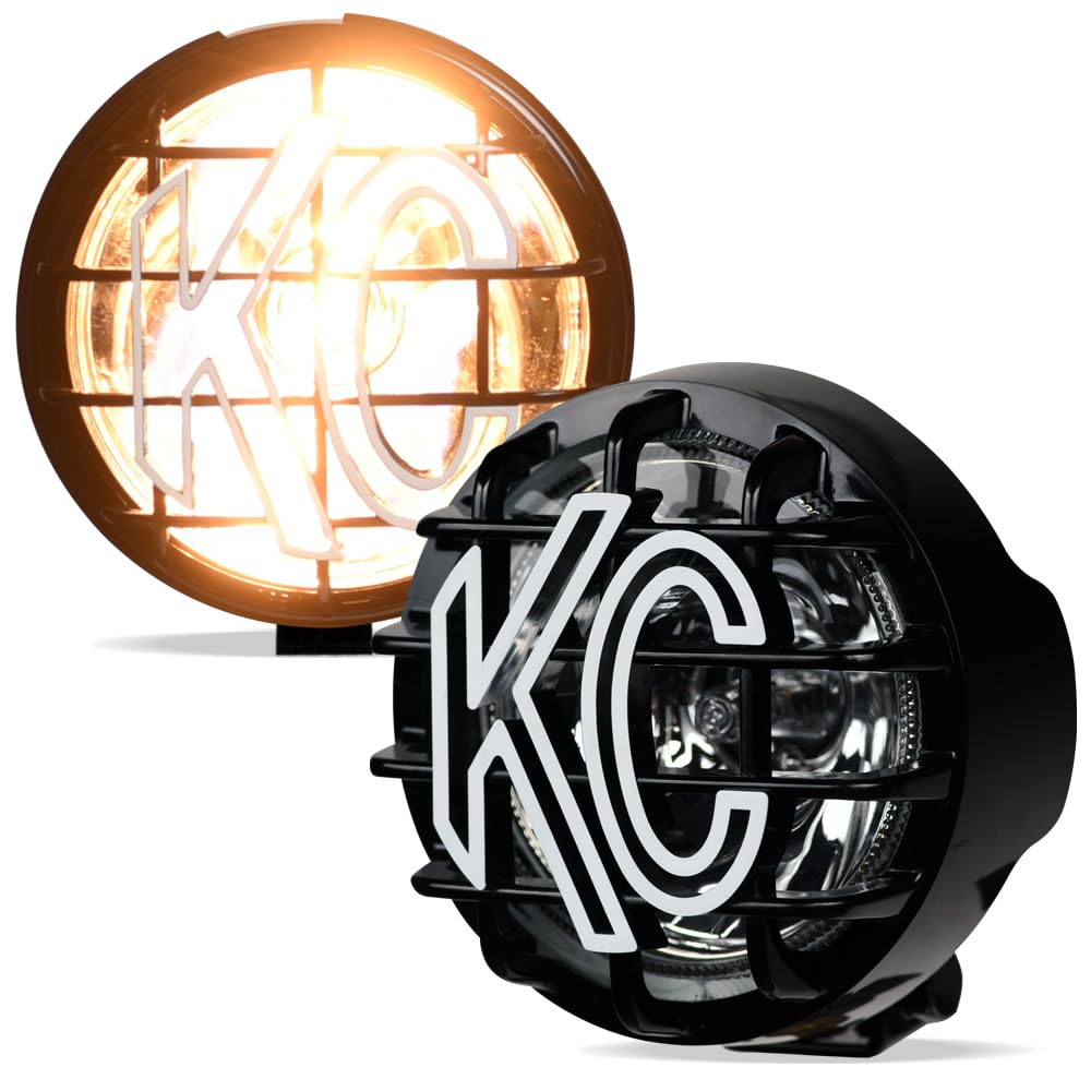 Topline_autopart KC HiLiTES Universal 6 Round 100W Apollo Pro Spot Beam Halogen 4X4 Off-Road Fog Lights with Wiring Harness