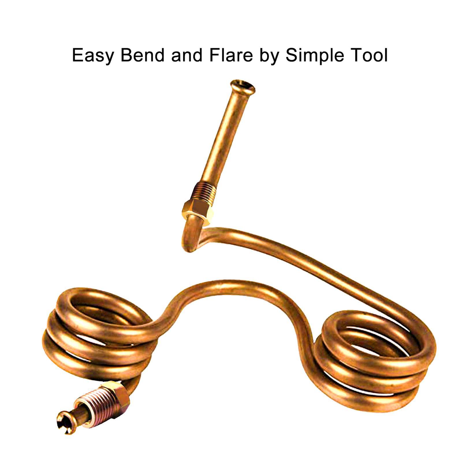MuHize 5/16 Brake Line Tubing Kit - 25ft Copper Coated Flexible Brake Line for Hydraulic Fuel Transmission - Gold