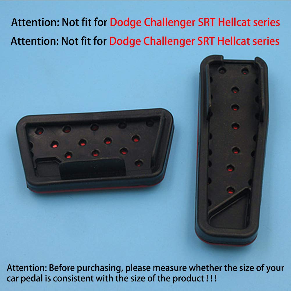 Hecotrax Aluminum Alloy Brake and Accelerator Pedal Covers for Dodge Challenger, Charger, Chrysler 300 - Red, No Drilling, 2008-2023