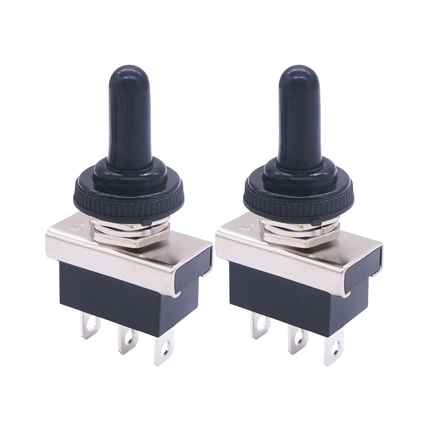 weideer 2Pcs Momentary Toggle Switch 12V 25A SPDT (ON)/Off/(ON) 3 pin 3 Position Waterproof Toggle Switch with Waterproof Cover
