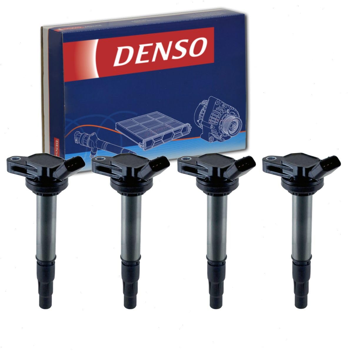 4 pc DENSO Direct Ignition Coils compatible with Toyota Corolla 1.8L L4 2009-2019