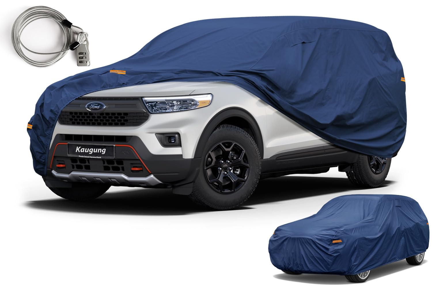 Kaugung Heavy Duty Car Cover Custom Fit Ford Explorer (1995-2025), Waterproof All Weather Resistant Outdoor Sun Rain Dust Snow P