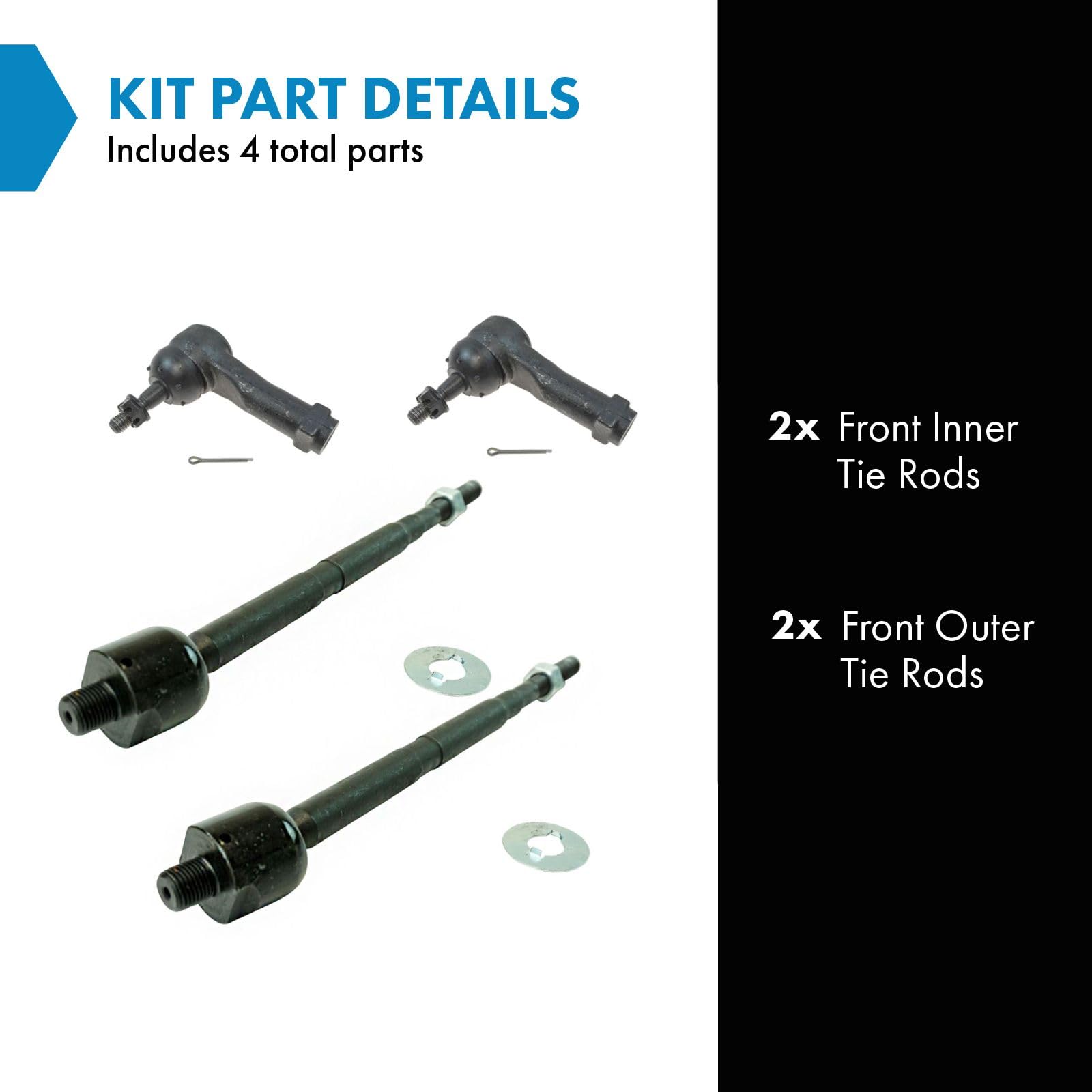 Trq Front Tie Rod Set Compatible With 2008-2009 Chevrolet Equinox Pontiac Torrent Saturn Vue 2007-2009 Suzuki Xl-7