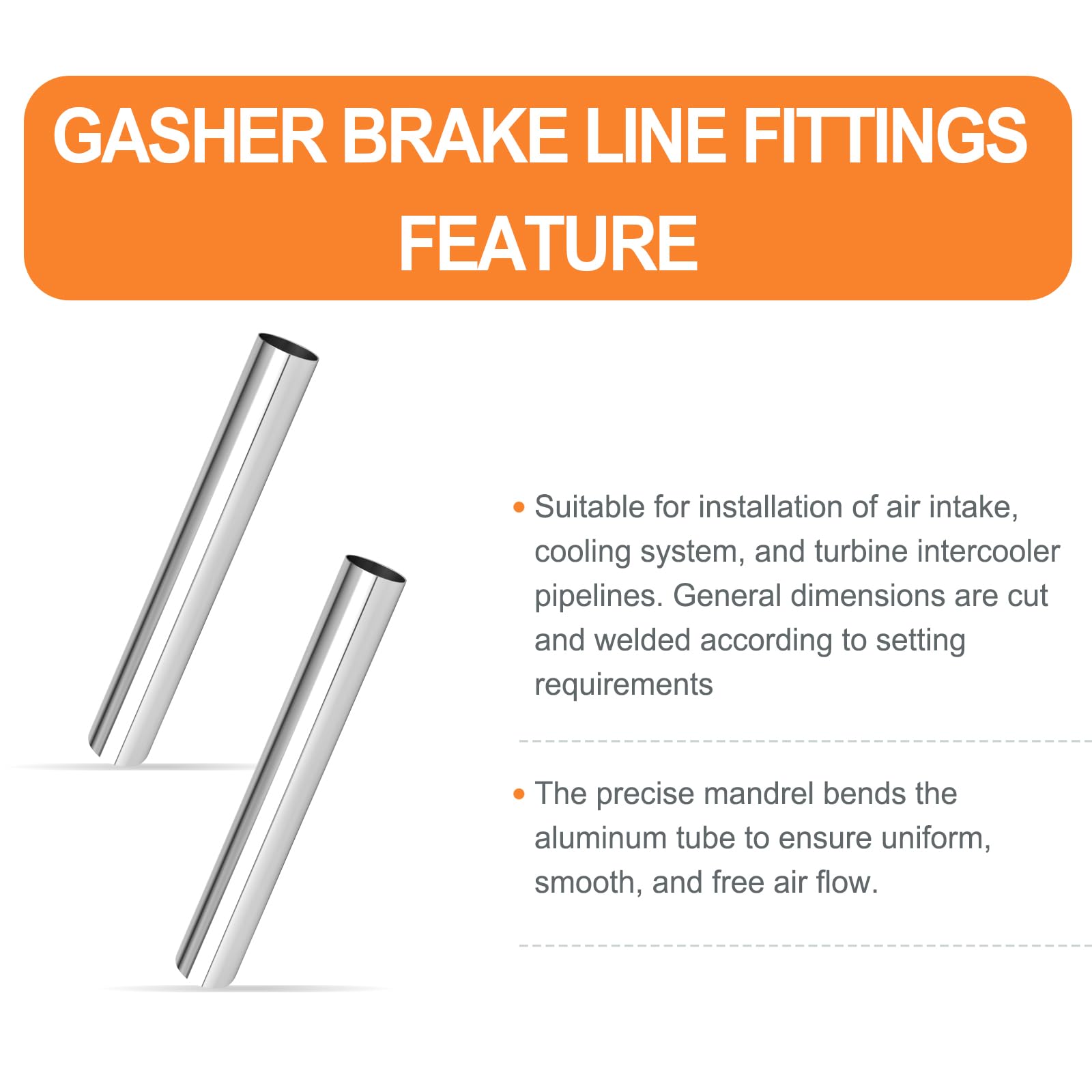 Gasher 2Pcs 12''(300Mm) Aluminum Alloy Tube 2''Od Intercooler Pipe With Bead Roll For Intake And Cooling Systems