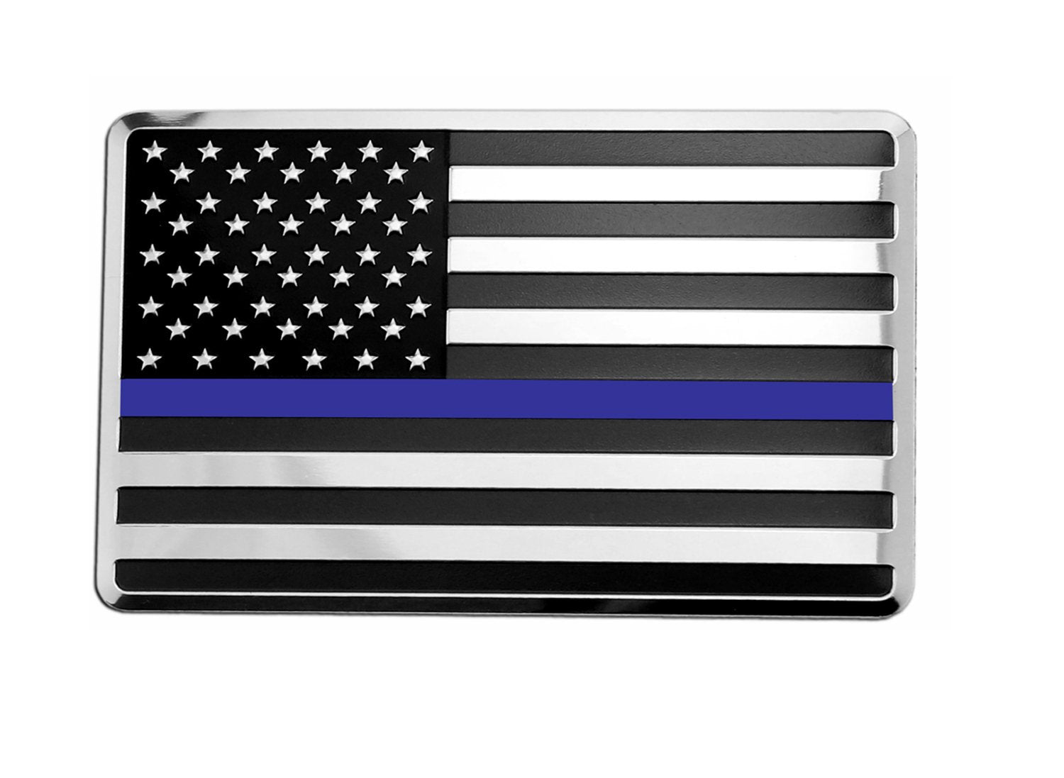 Lfparts Usa Embossed Stainless Steel Metal Flag For Cars Trucks (3.12'' X 2'', Black & Chrome Set Left & Right)