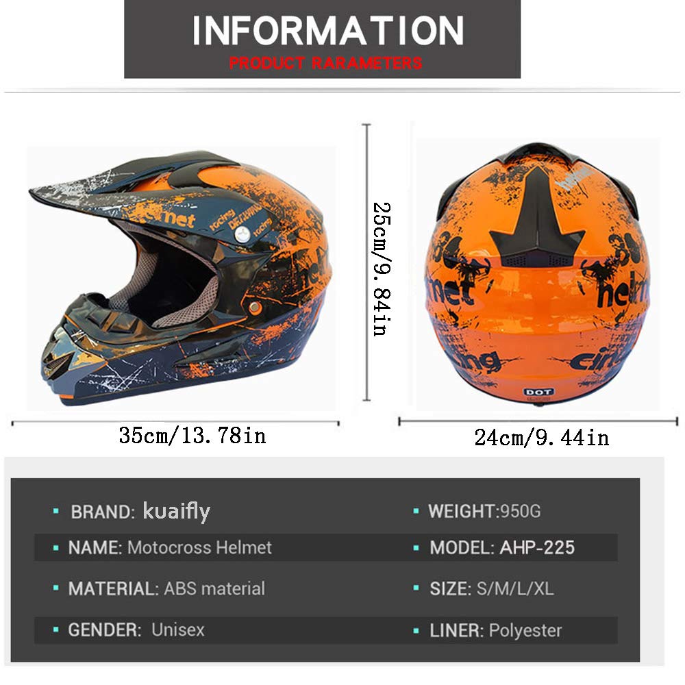 Atv Helmet,Womens Atv Helmet, 4 Wheeler Helmets For Adults,Motocross Helmet Women, Street Riding Dirt Bike Helmets, Utv Helmets For Adults Dot Approved (Orange, Small)