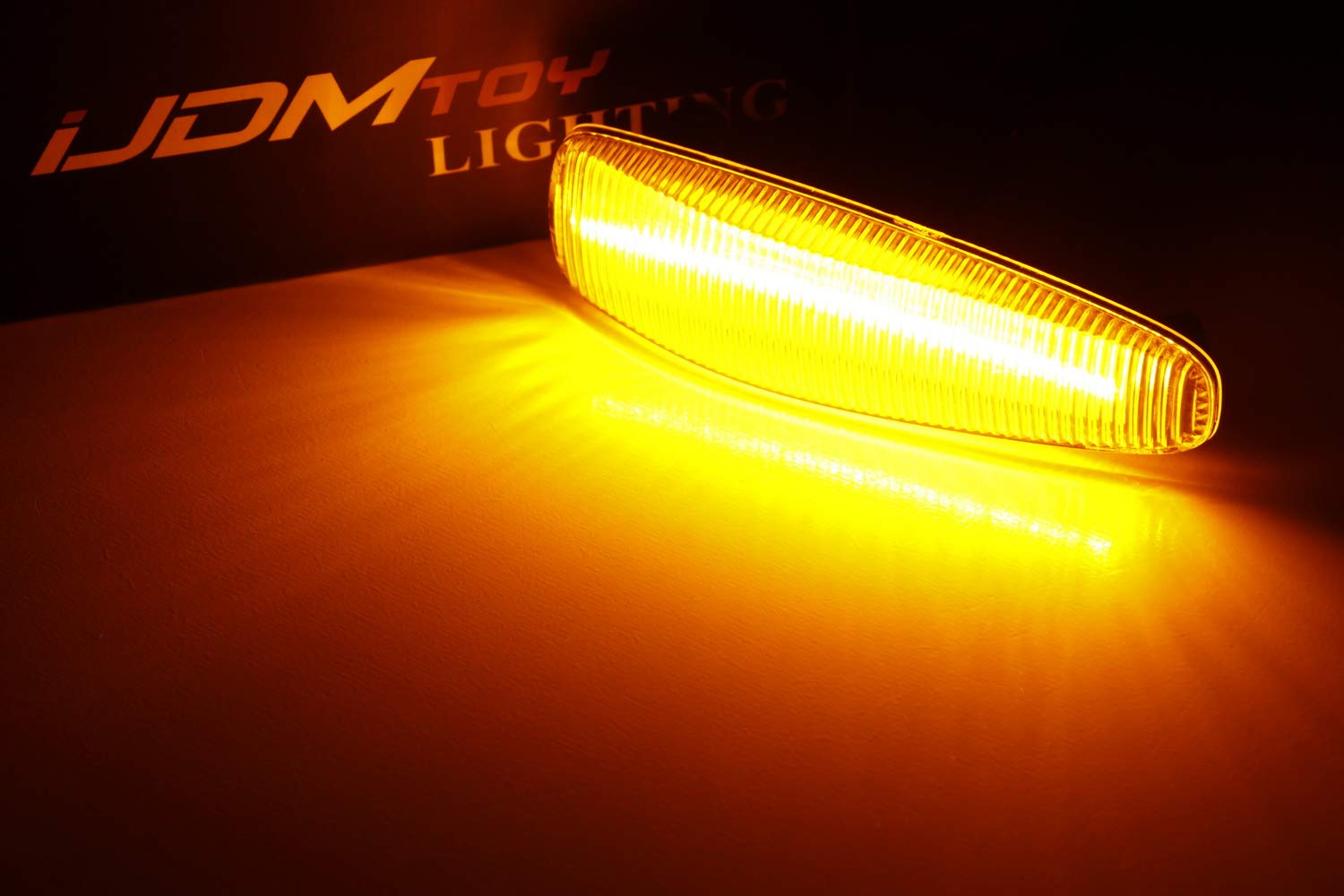 Ijdmtoy Clear Lens Amber Full Led Front Side Marker Lights Compatible With Mitsubishi Lancer Evo X Mirage Outlander Sport, Power