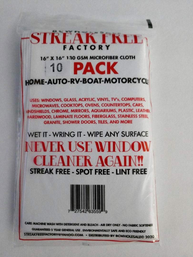 Original Streak Free Factory Microfiber Cloth 10 Pack