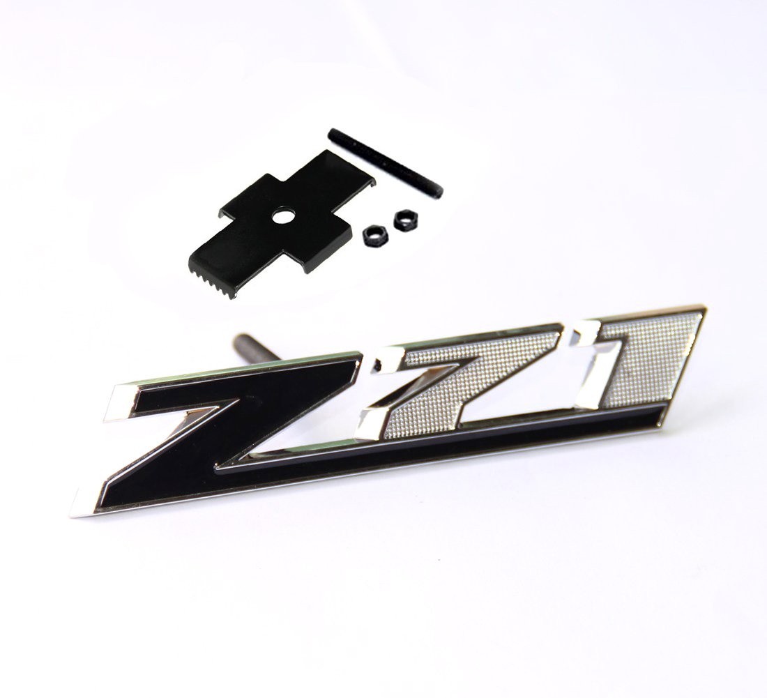 Yoaoo 1x OEM Black Grille Z71 Emblem Badge 3D for Silverado 2500Hd 3500Hd Sierra Tahoe - Chrome with Black, Model CS067-1-G