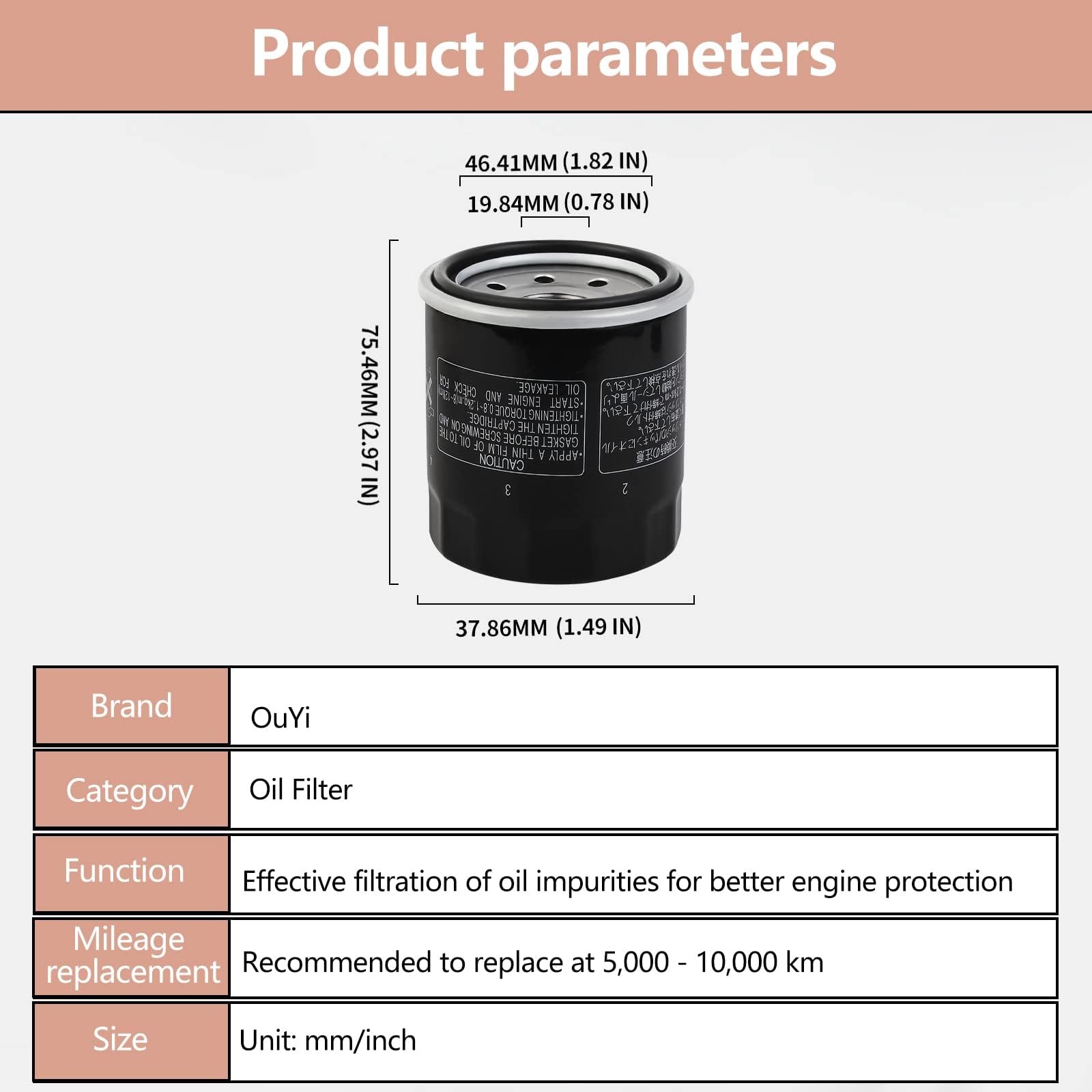 OuYi Oil Filter for Yamaha BRUIN 350 KODIAK 400 450 WOLVERINE GRIZZLY 660 RHINO XVZ1300 XV1600 XV1700 XV1900 ROAD STAR YZF R1 R6