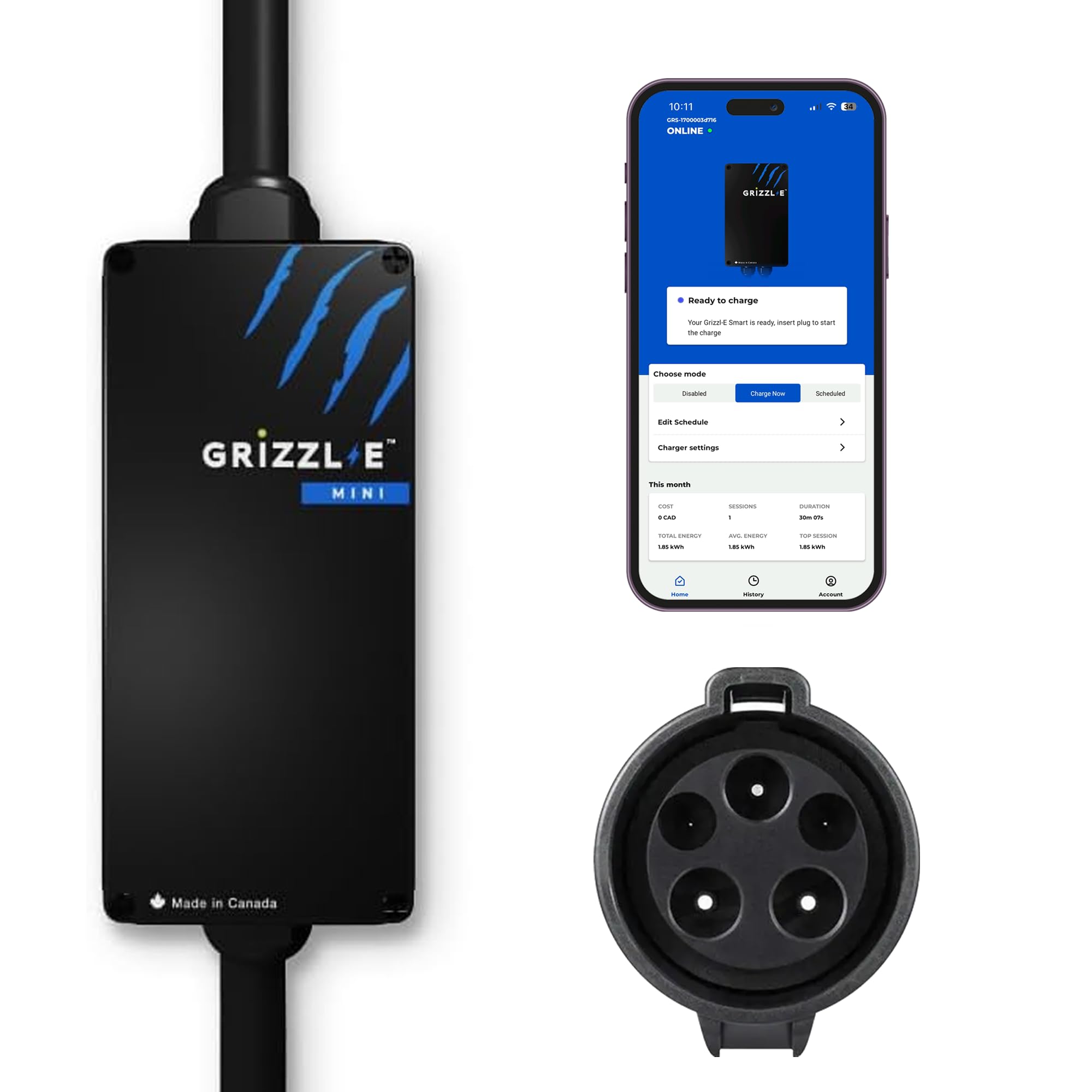 Grizzl-E Mini Connect Level 1-2 Portable Electric Vehicle (EV) Charger up to 40 Amp, UL Certified, Indoor/Outdoor Electric Car F