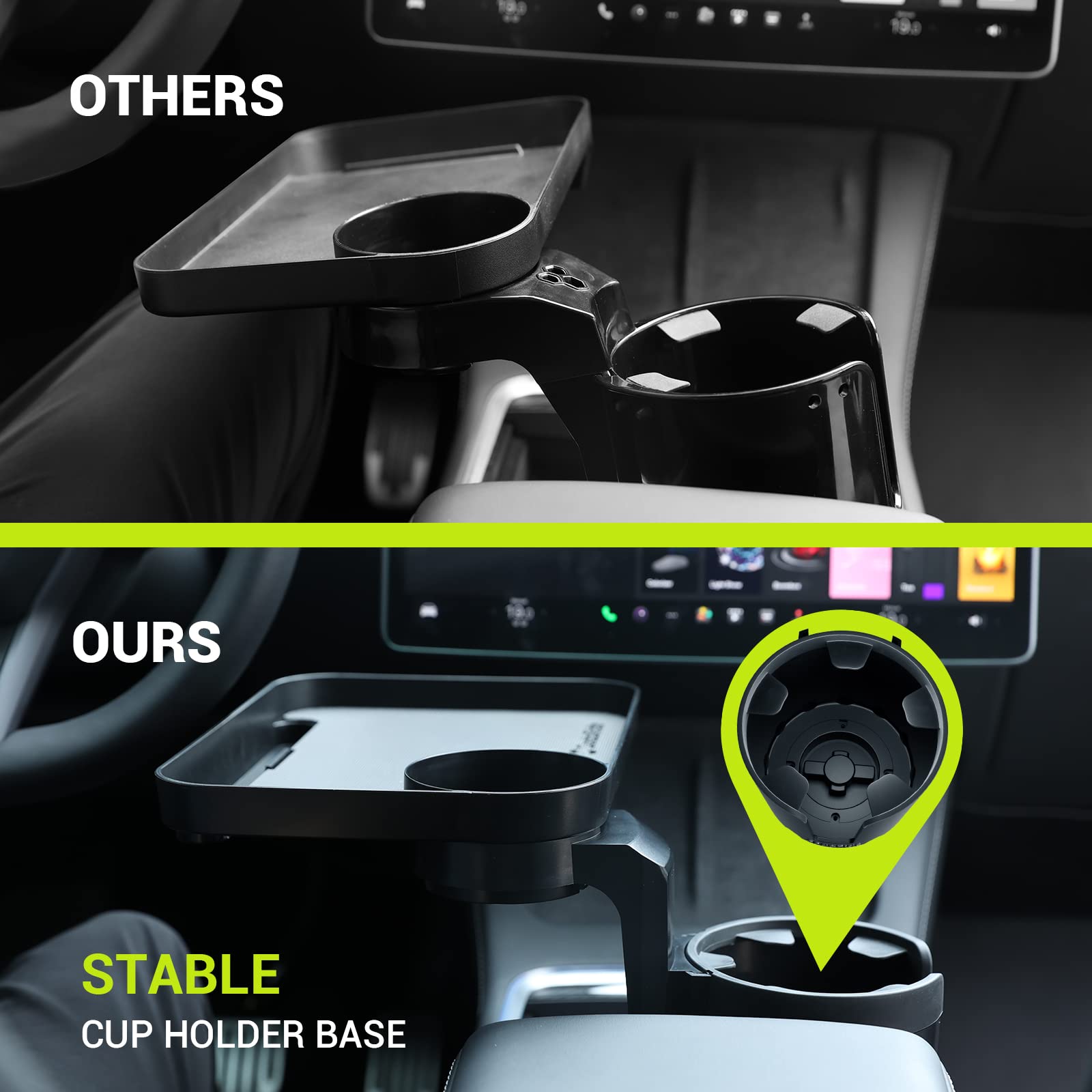 Sodaride Car Cup Holder Expander 2 Pack With Large Size Detachable Food Tray, Car Drink Holder Adapter With Solid Base - Fits Ye