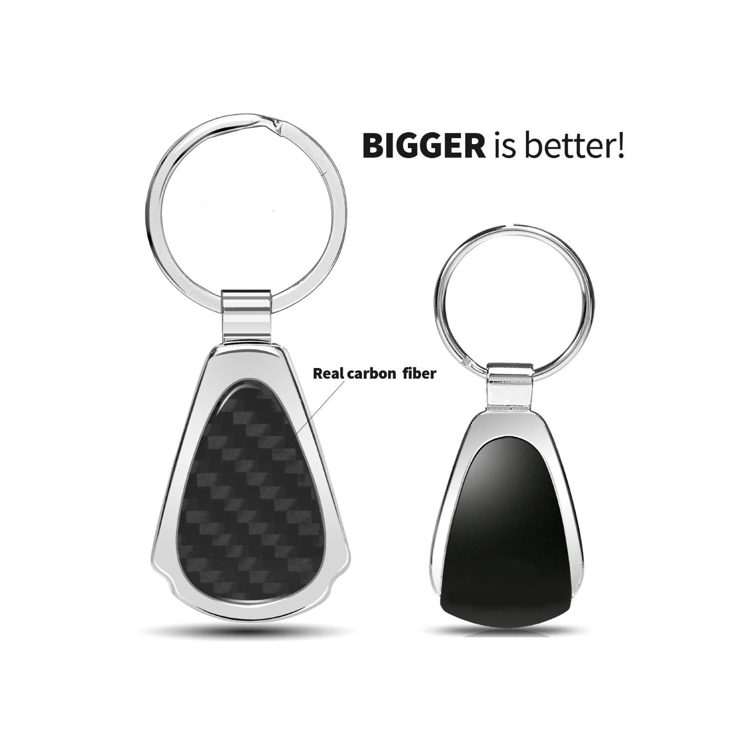 Ipick Image For Chevrolet Corvette C8 Stingray Real Black Carbon Fiber Chrome Metal Teardrop Key Chain Keychain, Official Licens