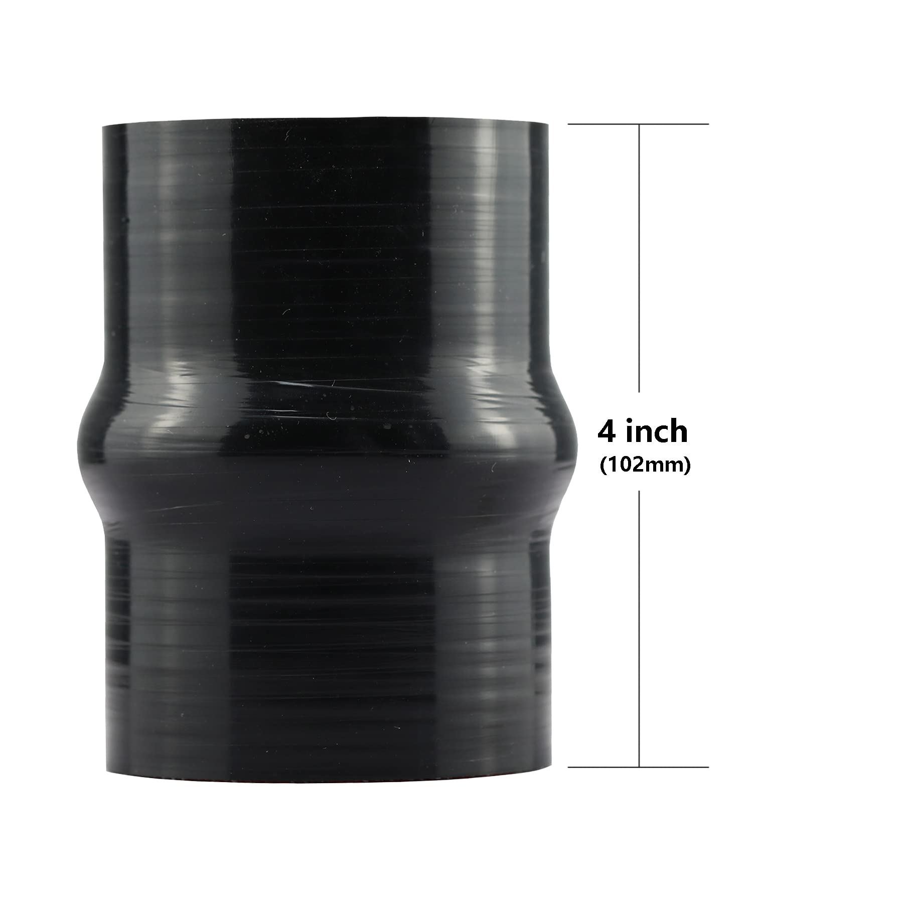 Ucreative 4'' Length Hump Black Silicone High Temperature 4-Ply Reinforced Straight Hump Coupler Hose With T-Bolt Clamp Id: 2.5'