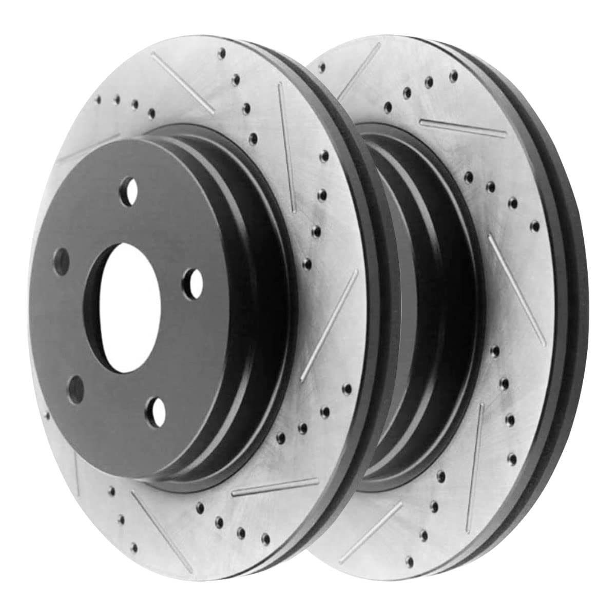 Autoshack Black Hat Drilled And Slotted Brake Rotors With Ceramic Pads Front Brake Rotor Replacement Kit For 2006-2018 Ram 1500 2007-2009 Dodge Durango 2007-2009 Chrysler Aspen 4Wd Scdpr63007630071084