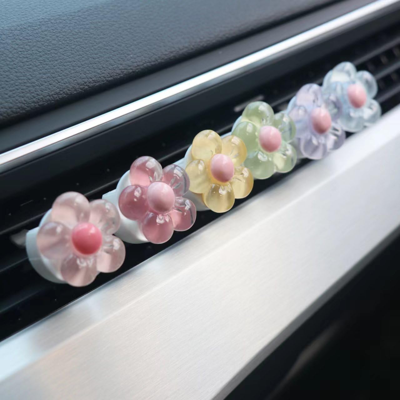 Joynaamn 6 Pcs Car Accessories For Women, Flower Air Vent Clips Air Conditioner Outlet Decoration Car Interior Decor Charm, Asso