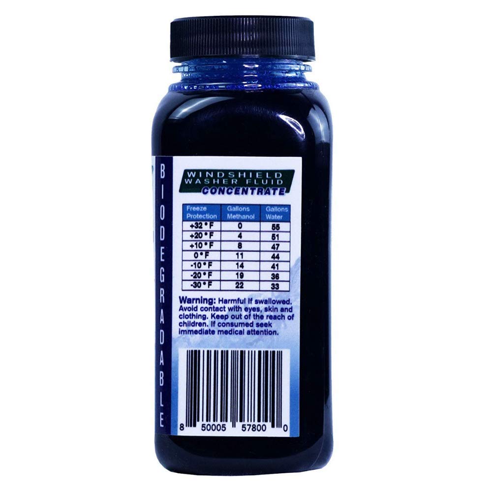 Qwix Mix Windshield Washer Fluid Concentrate, 8 oz Makes 55 Gallons, 100% Biodegradable, Deep Blue, Superior Commercial Grade Cleaner