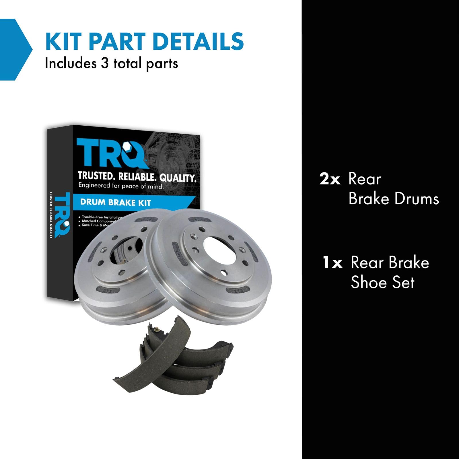 TRQ Rear Brake Drum & Shoe Kit Compatible with Ford Escape Mazda Tribute Mercury Mariner