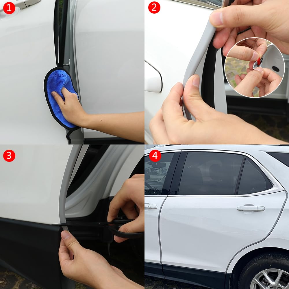 Winunite 32.8Ft(10M) Car Door Edge Guards Light Gray, Fit Most Vehicles, Self-Adhesive Pvc, Fade-Resistant, U-Shaped Automotive
