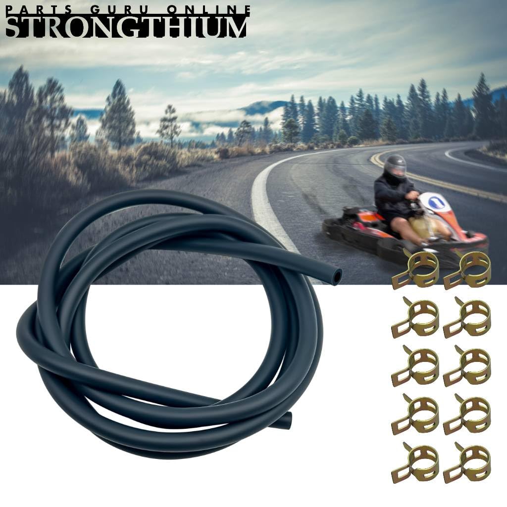 Strongthium 3/16 Fuel Line Hose Set with 10 Pieces Clamps Rubber Gas Tube for ATV Go-carts Mini Bikes 196cc 212cc 6.5hp 5.5hp 8h