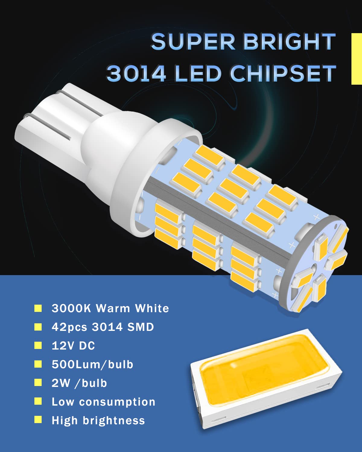 Qoope T10 194 921 Led Light Bulbs, Super Bright 912 168 175 Led Bulbs 12 Volt Rv Camper Trailer Boat Trunk Interior Dome Map Lic