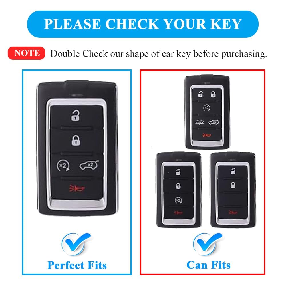 MILD EAST Jeep Key Fob Cover with Keychain, Soft TPU Protection, 5 Buttons, Standard Size, Green, Fits Grand Cherokee & Wagoneer 2021-2023