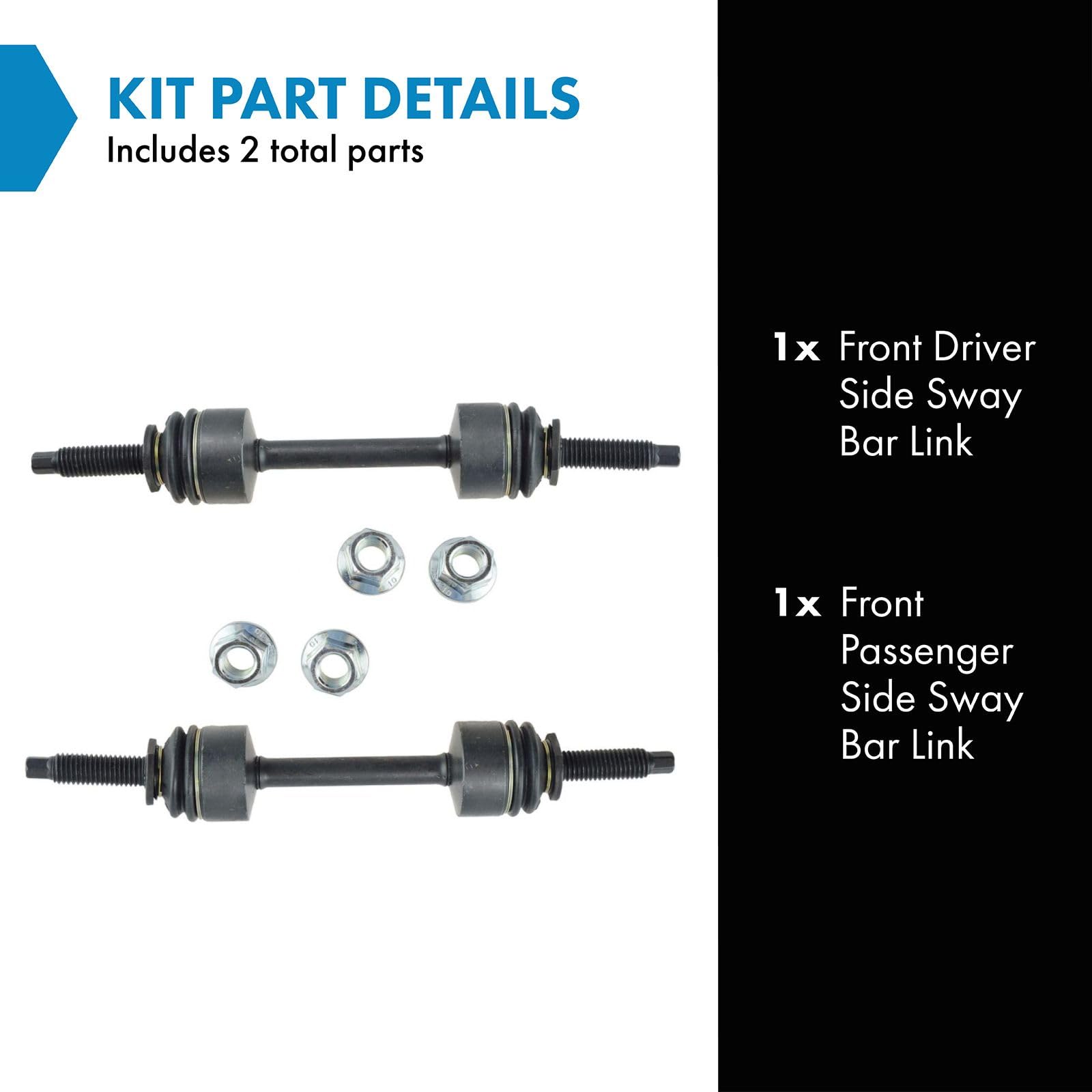 TRQ Front Sway Bar Stabilizer Link Set for 2009-2022 Ford F-150/F-250/F-350/F-450/F-550, Model PSA55953
