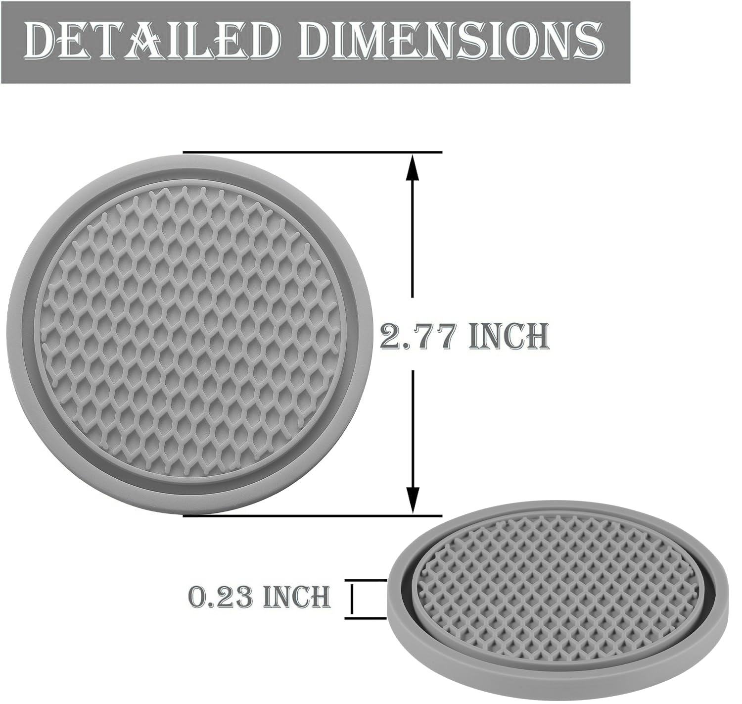 Singaro Car Cup Coaster, 4Pcs Universal Non-Slip Cup Holders Embedded In Ornaments Coaster, Car Interior Accessories, Gray