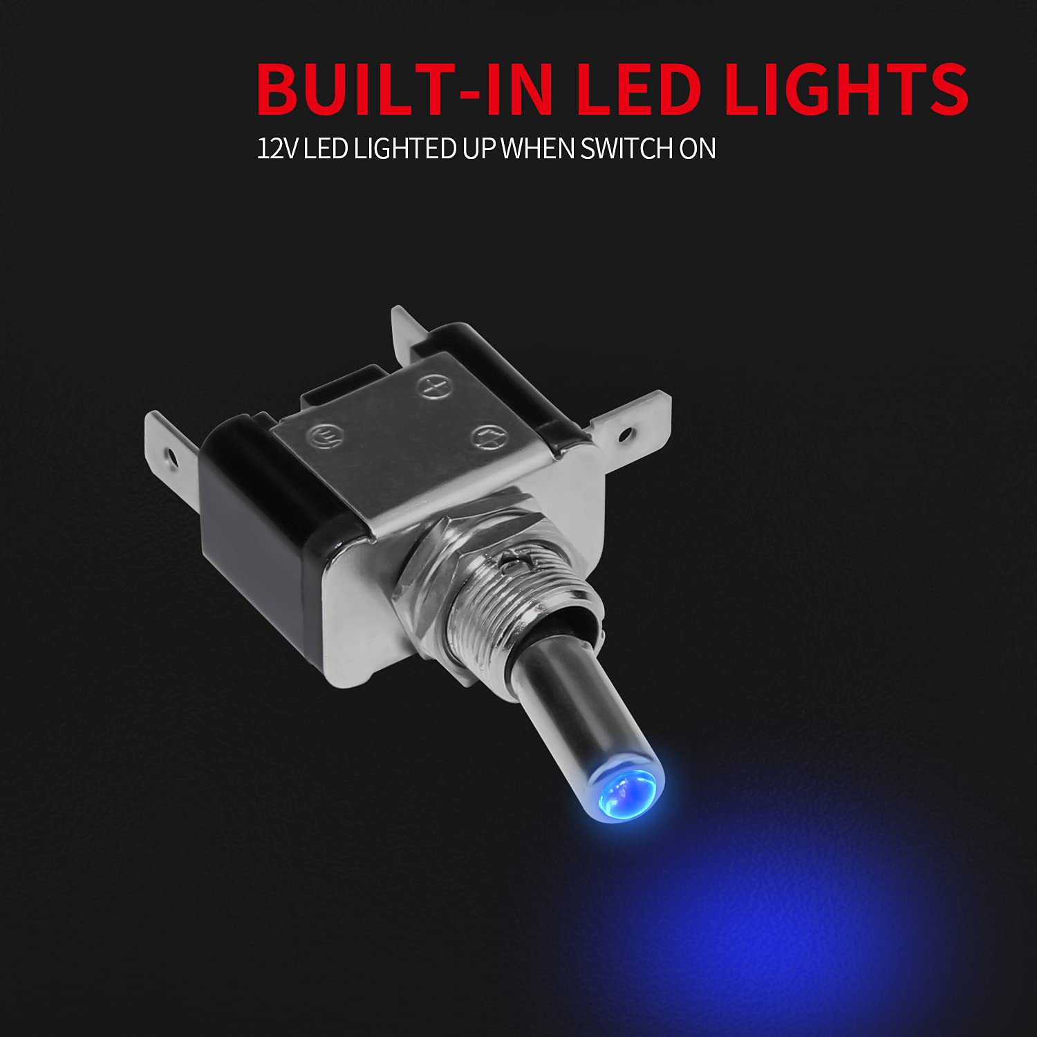 DAIERTEK 12V Blue LED Toggle Switch with Safety Cover, 20 AMP, 3 Pin, Heavy Duty, ASW-07D-BL, 2 Pack