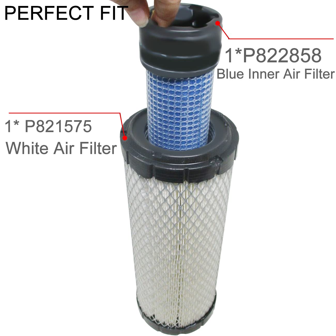 Podoy P822858 And P821575 Air Filter Set Compatible With Fpg05 Air Cleaner Replaces 11013-7044 & 11013-7045 46438 & 42985 250830