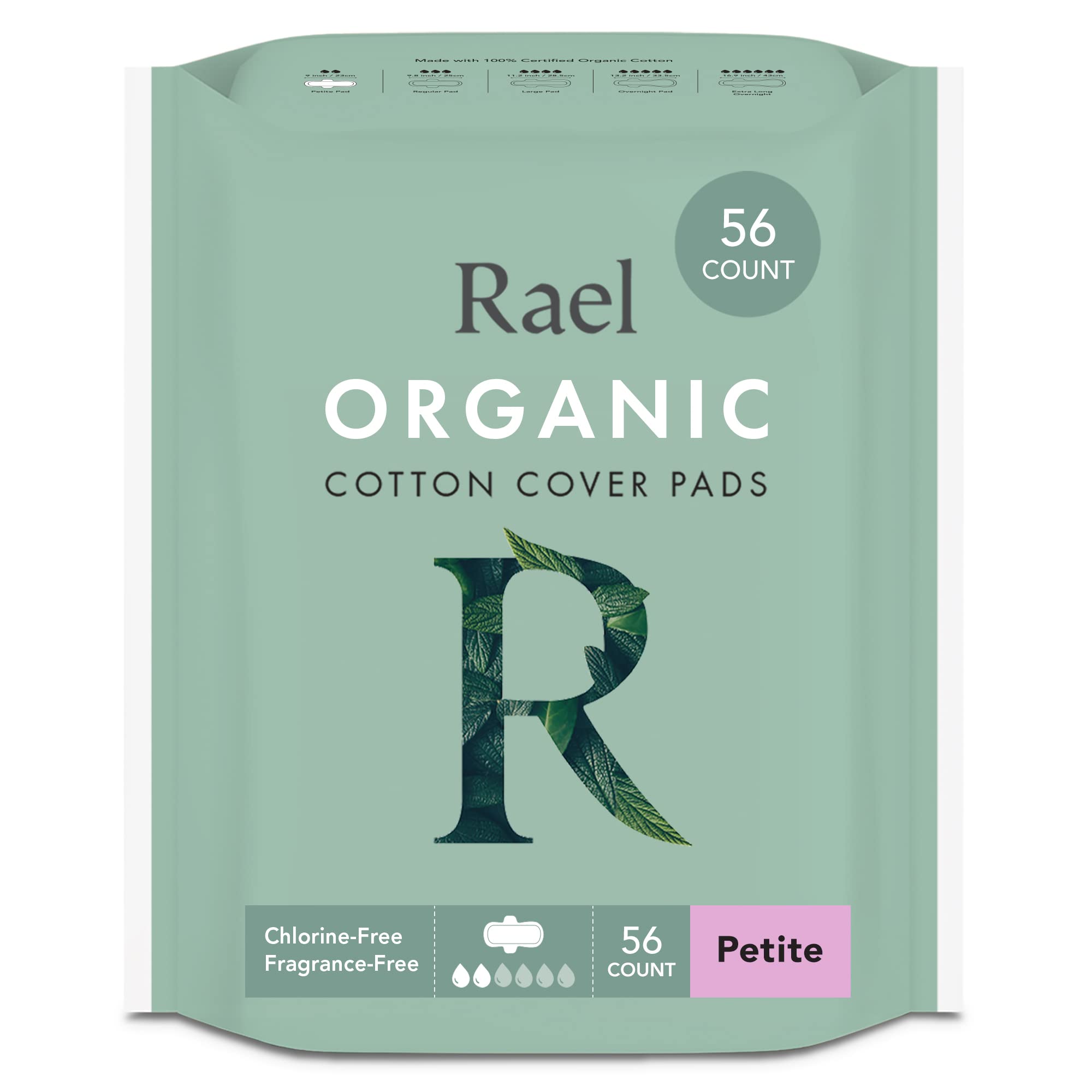 Rael Pads For Women, Organic Cotton Cover - Period Pads With Wings, Feminine Care, Sanitary Napkins, Light Absorbency, Unscented